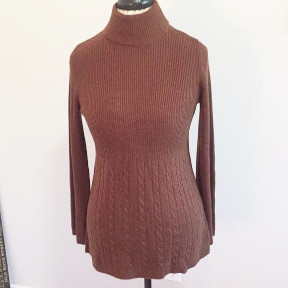 𝅺SOFT Surroundings Cashmere And Lambswool Blend Tunic Sweater Cocoa Brown SP - Picture 1 of 7